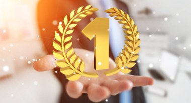 İlk altın fiyatı 3d render kazanan işadamı