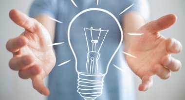 Bir kroki ampul tutan işadamı