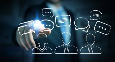 Tartışma simgeleri kroki dokunmadan işadamı