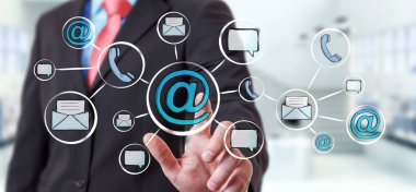 İletişim ve itibara çizilmiş grafiği dokunmadan işadamı