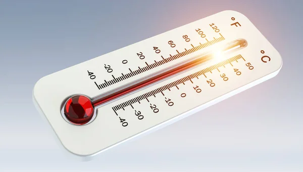 Thermometer with red temperature rise 3D rendering — Stock Photo, Image