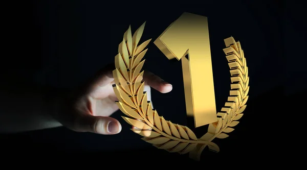 Geschäftsfrau gewinnt den ersten goldenen Preis 3D-Rendering — Stockfoto