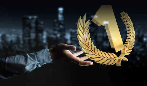 De eerste 3D-weergave van de Gouden prijs winnende zakenman — Stockfoto