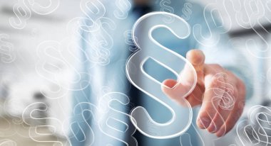 Hukuk koruma sağ sembol dokunmadan işadamı