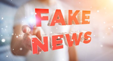 İşadamı sahte haber bilgi 3d render keşfetmek