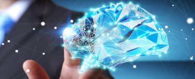 Dijital röntgen insan beyni parmağıyla 3 dokunmadan işadamı