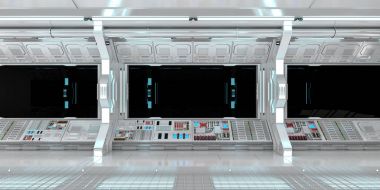 Uzay gemisi iç siyah pencere 3d render Manzaralı