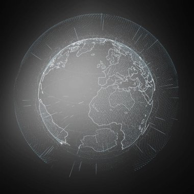 Bağlantıları ve veri değişim gezegen üzerinde 3d renderi toprak