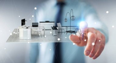 Beyaz dokunmadan işadamı 3d render daire