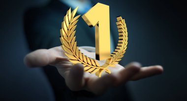 İlk altın fiyatı 3d render kazanan işadamı