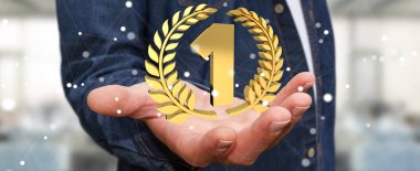 İlk altın fiyatı 3d render kazanan işadamı