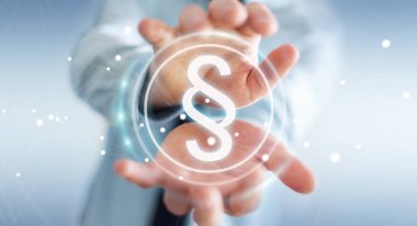 Yasalara koruma sağ 3d rendering kullanarak iş adamı