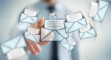 El yazması parmağıyla kişi simgesi dokunmadan işadamı