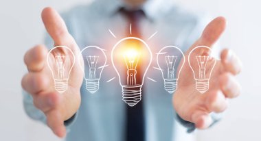 Bir kroki ampul tutan işadamı