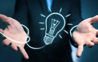 Bir kroki ampul tutan işadamı