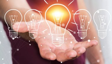 Bir kroki ampul tutan işadamı