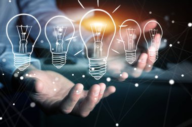 Bir kroki ampul tutan işadamı