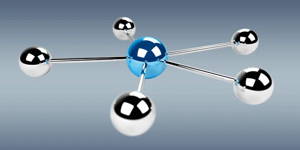 3D spheres blue network 3D render — Stok Foto