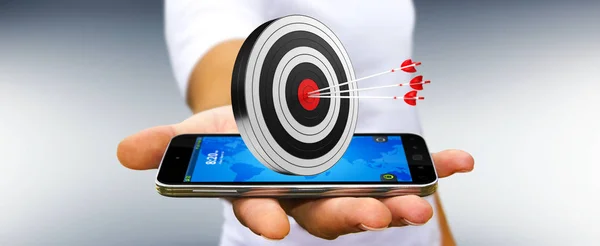 Businessman using 3D rendering target — Stock Photo, Image
