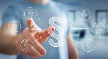 Hukuk koruma sağ sembol dokunmadan işadamı