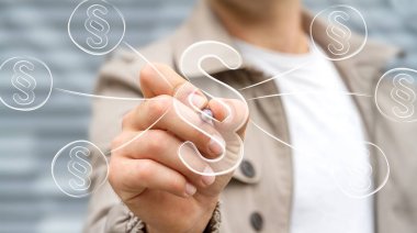 Hukuk koruma sağ sembol çizim işadamı