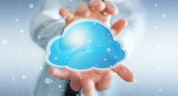 Imprenditore che utilizza il rendering 3D cloud digitale — Foto Stock