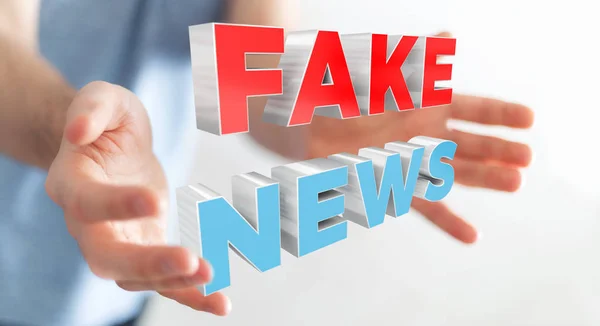 Geschäftsmann entdeckt Fake-News-Informationen — Stockfoto