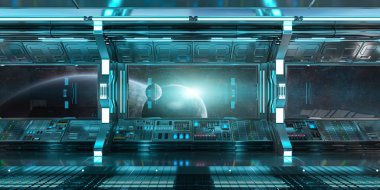 Uzay gemisi iç uzak sistem 3d render Manzaralı