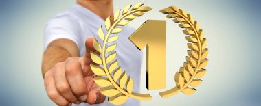 İlk altın fiyatı 3d render kazanan işadamı