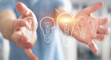 Bir kroki ampul tutan işadamı