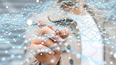 Uçan ağ nokta 3d render dokunmadan işadamı