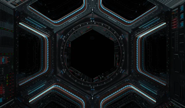 Stacji kosmicznej okno renderingu 3d — Zdjęcie stockowe