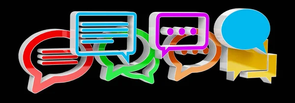 Iconos de conversación de renderizado 3D colorido digital —  Fotos de Stock