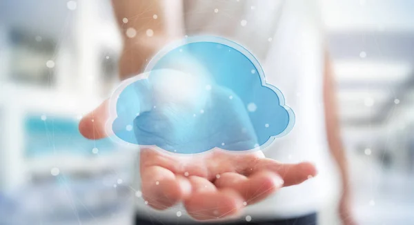 Imprenditore che utilizza il rendering 3D cloud digitale — Foto Stock