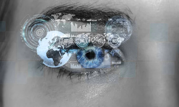 Close-up van vrouw digitale oog 3D-rendering — Stockfoto