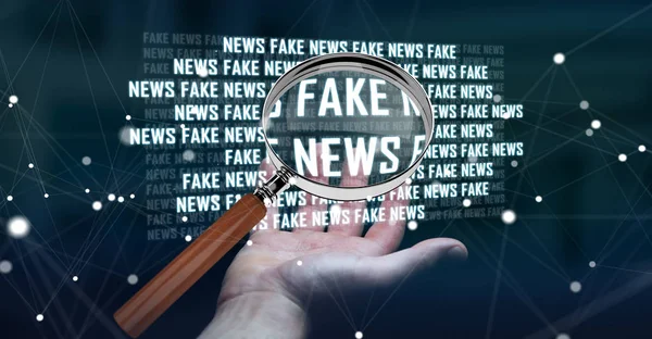 Mujer de negocios descubriendo información de noticias falsas 3D renderizado — Foto de Stock