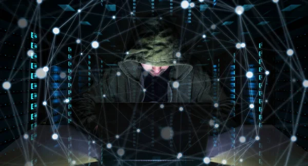 Hacker accessing to personal data information with a computer 3D — Stock Photo, Image