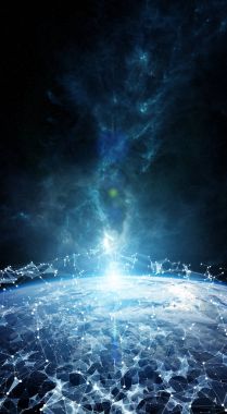 Gezegen üzerinde küresel ağ ve veri değişim Earth 3d parçalamak