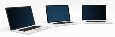 Modern dijital gümüş ve siyah dizüstü 3d render üçlü