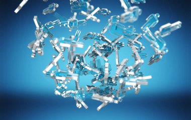 3D rendering grup simgesi mavi insan 