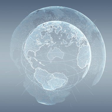 Bağlantıları ve veri değişim gezegen üzerinde 3d renderi toprak