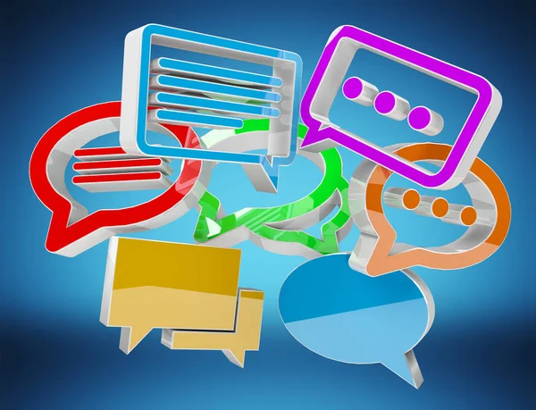 Digital colorful 3D rendering conversation icons