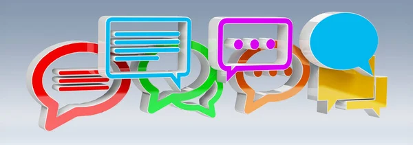 Icônes de conversation de rendu 3D coloré numérique — Photo