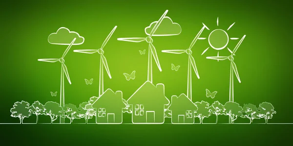 Esboço de energia renovável desenhado à mão — Fotografia de Stock