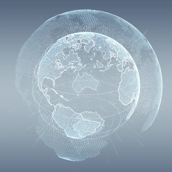 Bağlantıları ve veri değişim gezegen üzerinde 3d renderi toprak