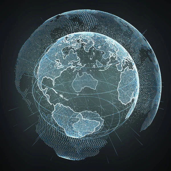 连接和数据交流的星球地球 3d renderi — 图库照片