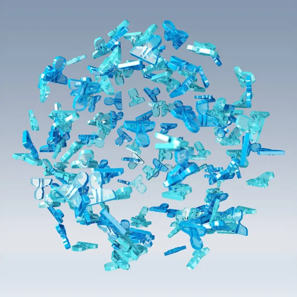 3D rendering groep pictogram blauwe mensen — Stockfoto