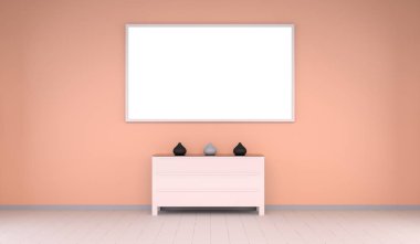 Boş tuval üzerine bir duvar ve Çekmeceli 3d render