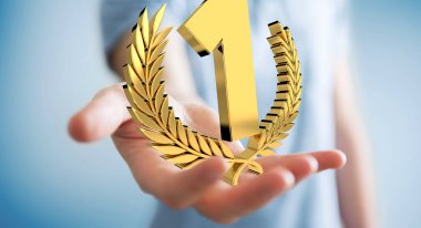 İlk altın fiyatı 3d render kazanan işadamı