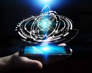 Uçan ağ bağlantısı arabirimi 3d renderi kullanarak iş adamı